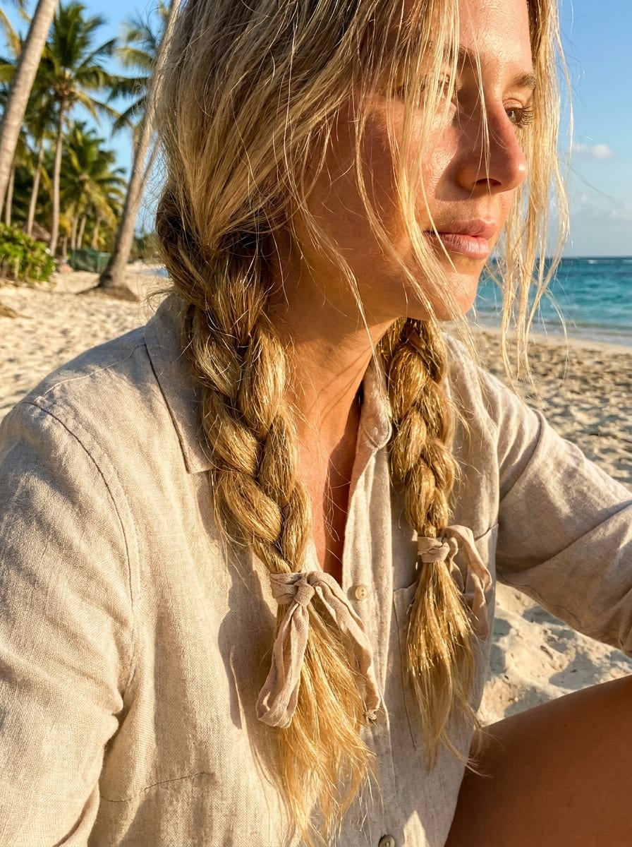 Zwei lockere Braids - einfache Urlaubsfrisur